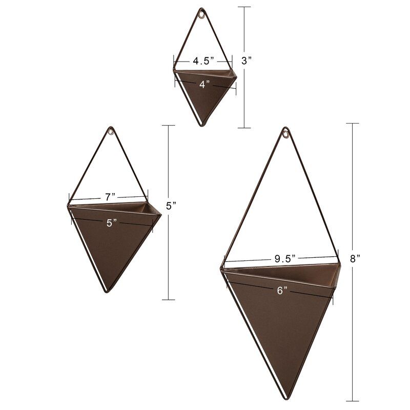 Bronze Anding 3-Piece Geometric Wall Planter Set thumbnail 5