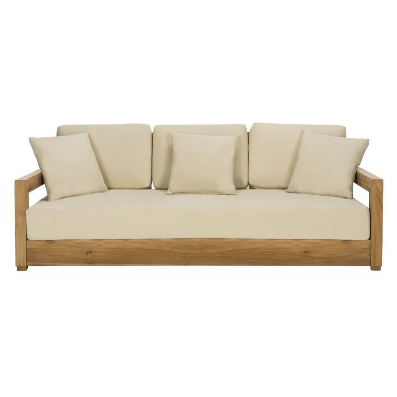 Montford Wide Outdoor Teak Patio Sofa with Cushions thumbnail 3