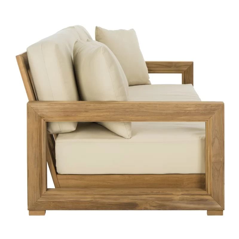 Montford Wide Outdoor Teak Patio Sofa with Cushions thumbnail 4