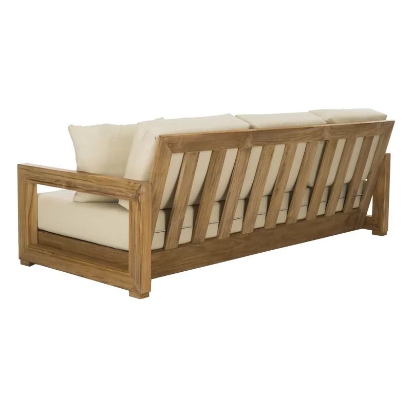 Montford Wide Outdoor Teak Patio Sofa with Cushions thumbnail 5