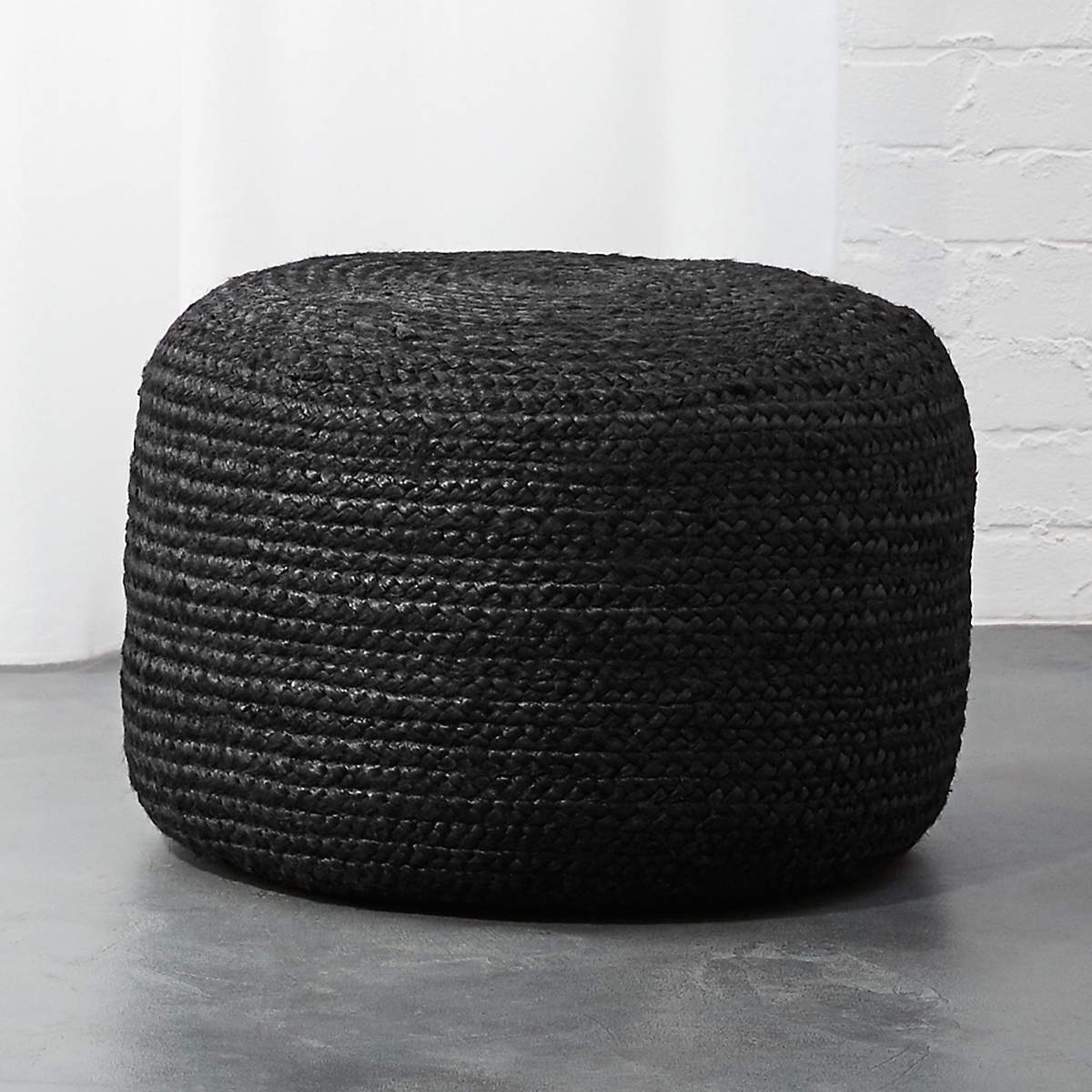 BLACK BRAIDED JUTE POUF thumbnail 3