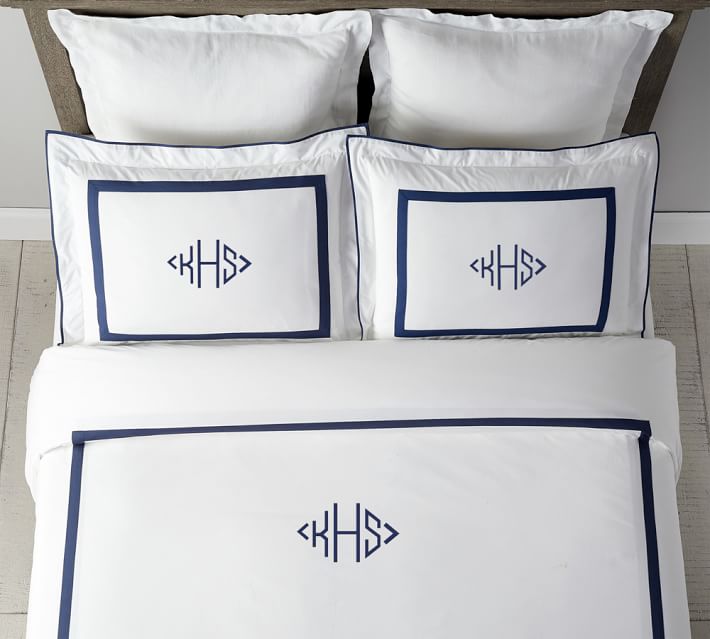 Twilight Morgan Banded Thread Count Organic Percale Duvet Cover thumbnail 2