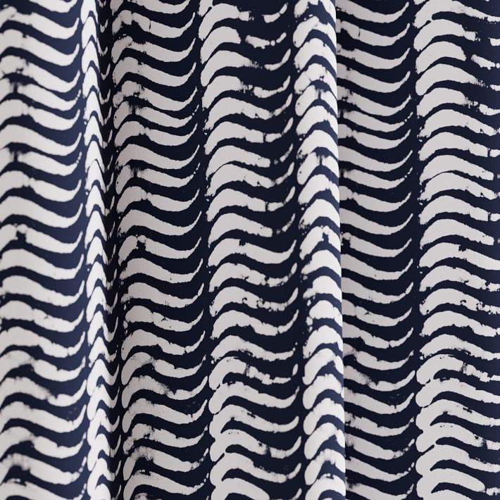 Cotton Canvas Wave Stripe Curtain (Set of 2) thumbnail 2