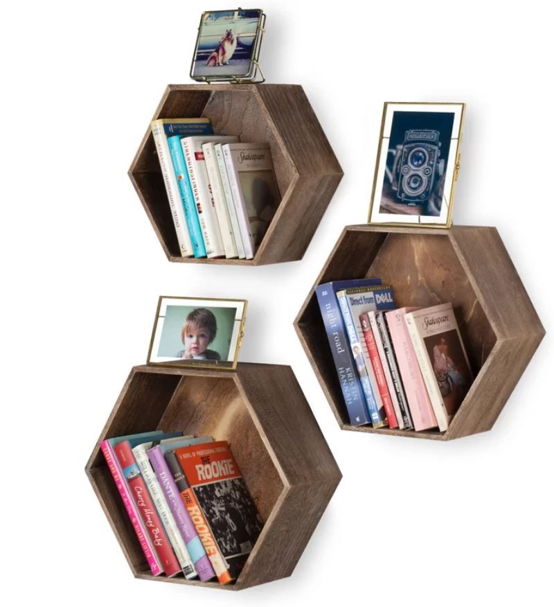 Daigle 3 Piece Solid Wood Hexagon Floating Shelf1 thumbnail 2
