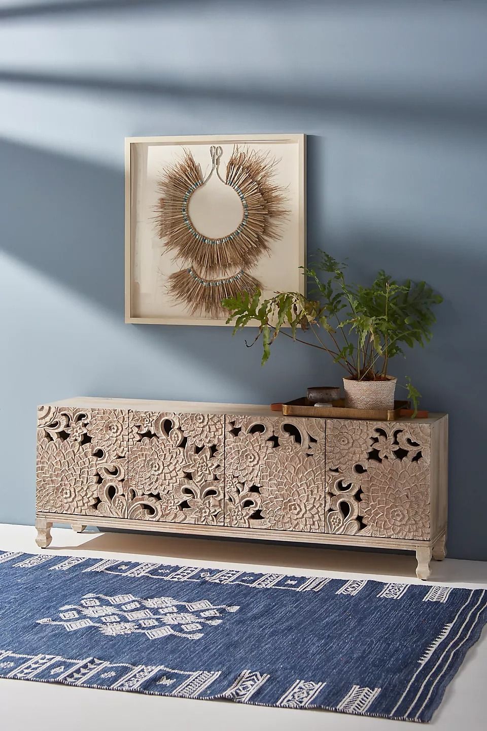 Handcarved Lotus Media Console thumbnail 2