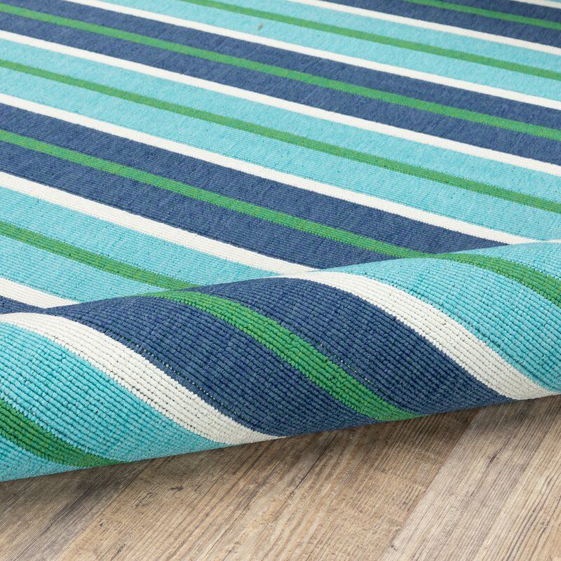 Lundys Striped BlueGreen IndoorOutdoor Area Rug-7'10"x10'10" thumbnail 7
