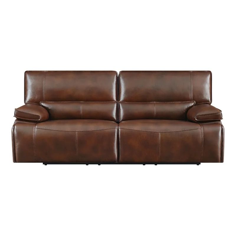 Eiva Genuine Leather Pillow top Arm Reclining Sofa thumbnail 4