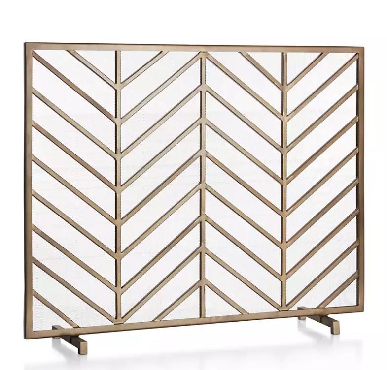 Chevron Brass Fireplace Screen thumbnail 2
