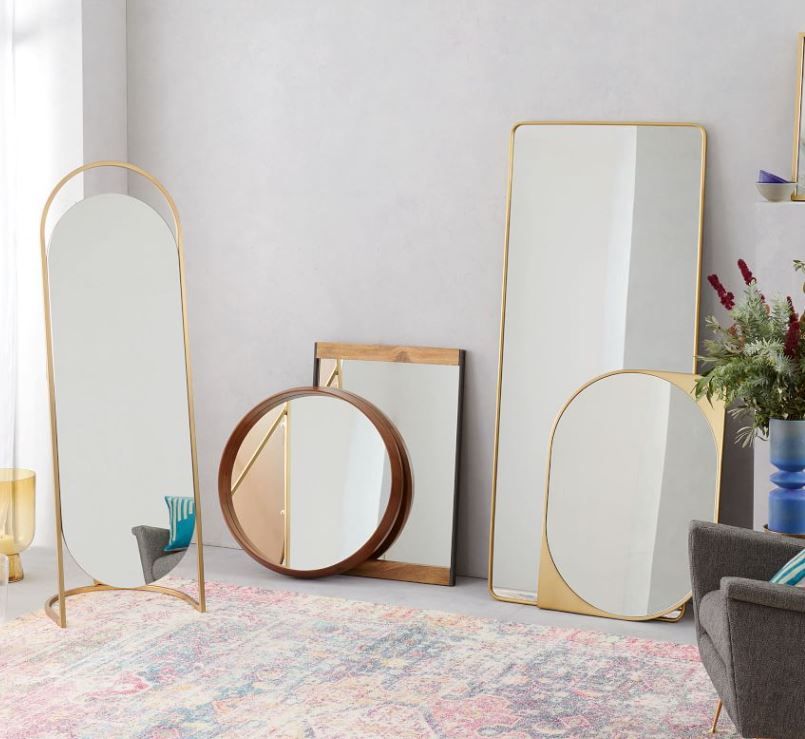 Wood Frame Ledge Round Wall Mirror thumbnail 3