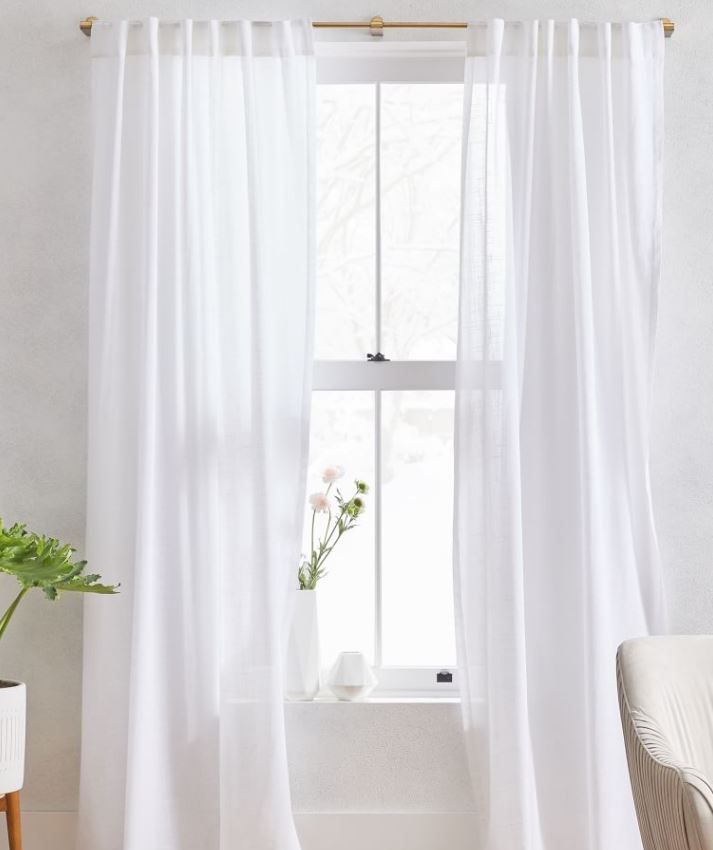 Sheer European Flax Linen Curtain - White thumbnail 2
