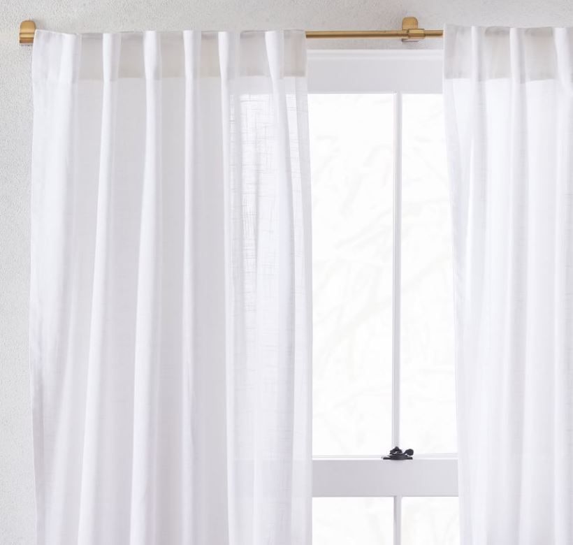 Sheer European Flax Linen Curtain - White thumbnail 3