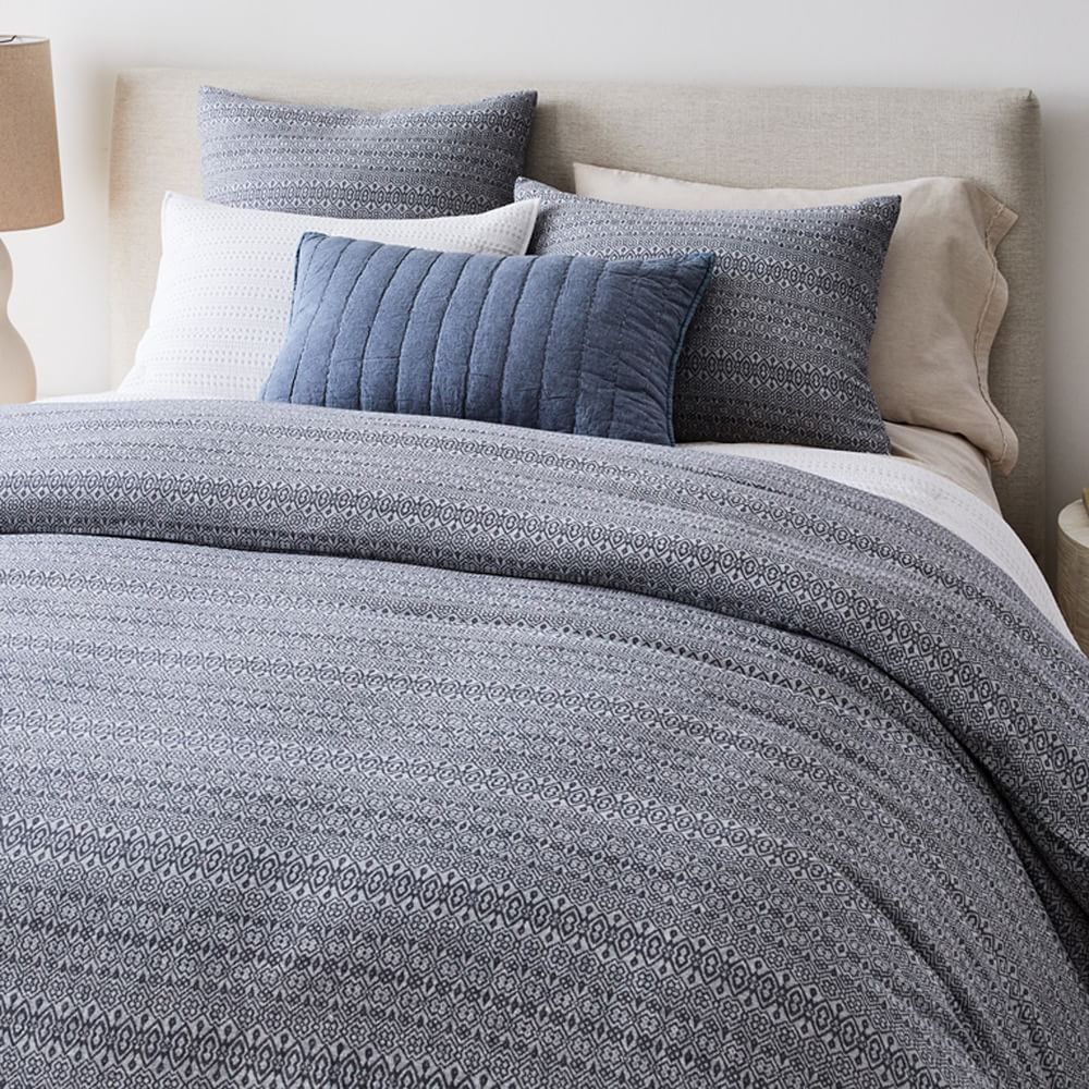 European Flax Linen Cotton Geo Jacquard Duvet - King/Cal. King thumbnail 2