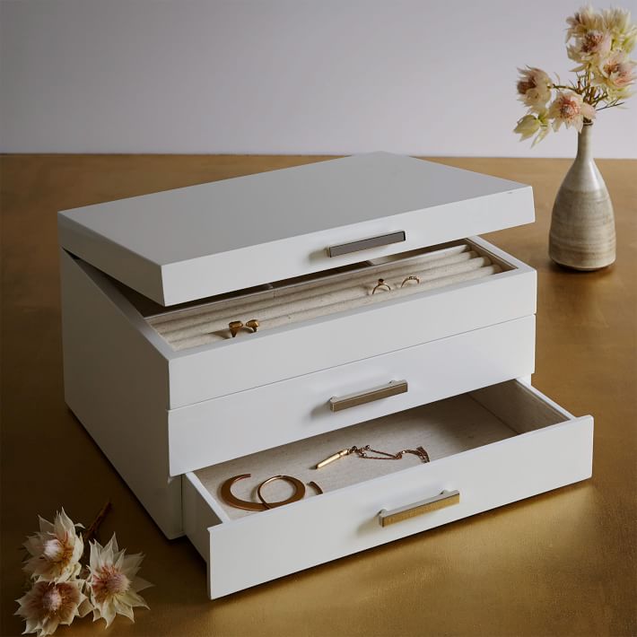 Mid-Century Jewelry Box – Grand (White Lacquer) thumbnail 4