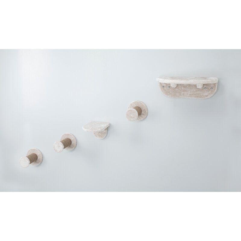 TRIXIE Lookout Wall Mounted Cat Lounge Set, 2 Platforms with 3 Steps, Cat Furniture, Scratching Post, Brown TRIXIE thumbnail 3