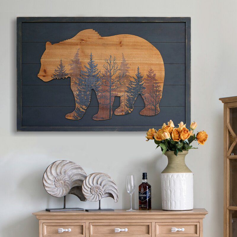 Rustic Wood Grizzly Bear Wall Décor thumbnail 2