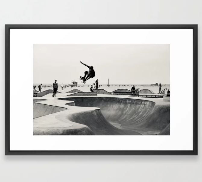 Skateboarding Print Venice Beach Skate Park LA Framed Art Print thumbnail 2