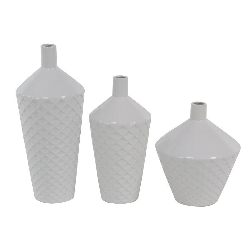 3 Piece Lavalley White Porcelain Table Vase Set Larze thumbnail 2