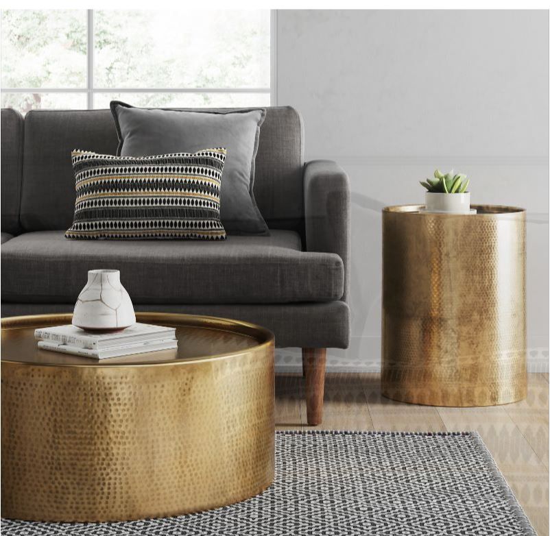 Manila Round Hammered Drum Coffee Table thumbnail 2