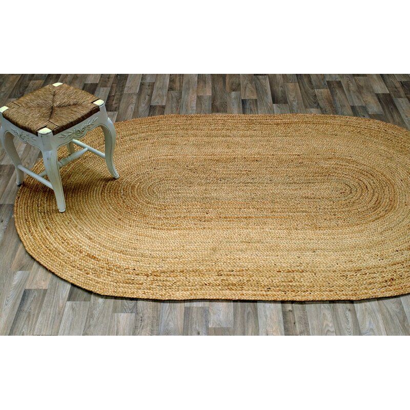 Hand Braided JuteSisal Tan Area Oval Rug thumbnail 2