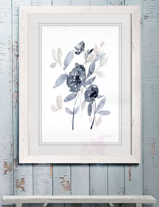 Peonies In Gray I Picture Frame Print on Glass thumbnail 2