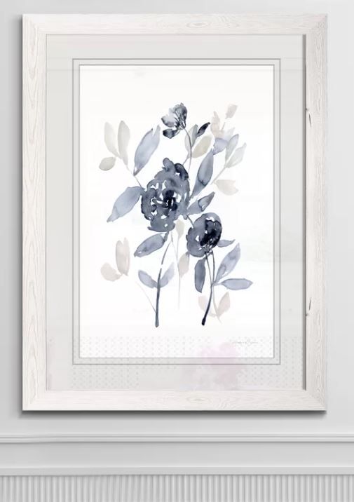Peonies In Gray I Picture Frame Print on Glass thumbnail 3