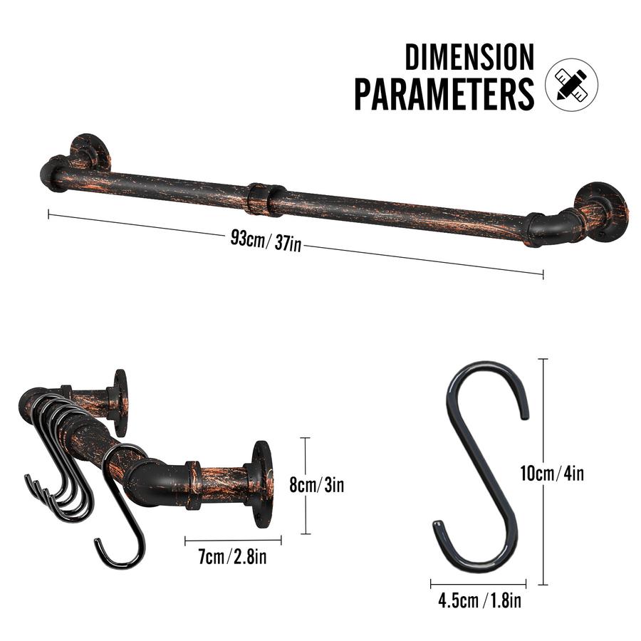 Greenstell Industrial Pipe Hanging Pot Rack Bronze thumbnail 3