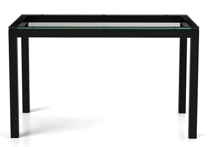 Parsons Clear Glass Top Dark Steel Base Dining Table thumbnail 2