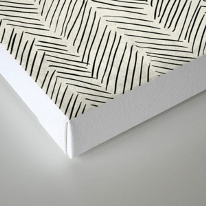 Herringbone Black on Cream Canvas Print thumbnail 2