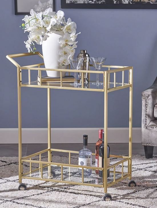 Falon Modern Glam Bar Cart thumbnail 2