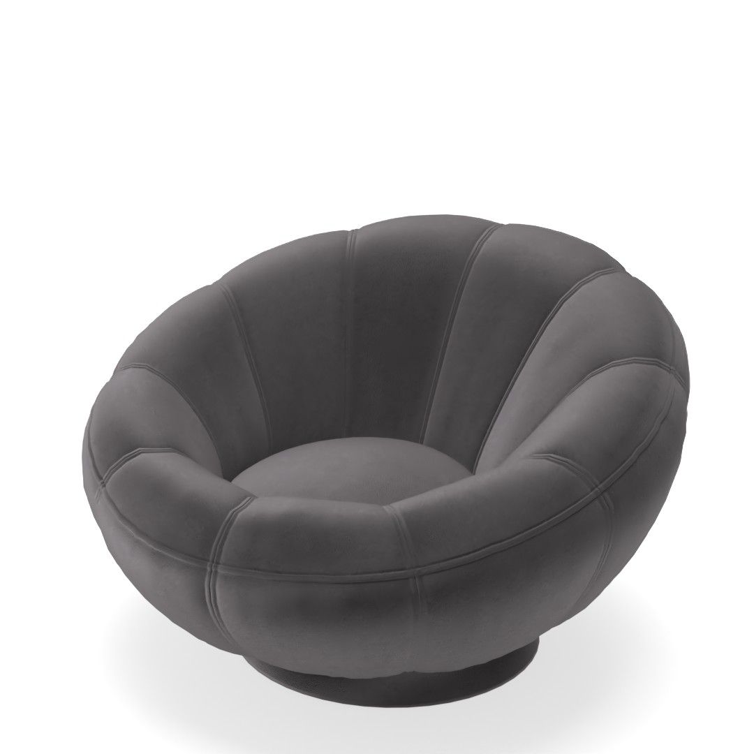 Velvet Gray Groovy Swivel Chair thumbnail 3