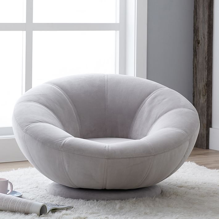 Velvet Gray Groovy Swivel Chair thumbnail 4