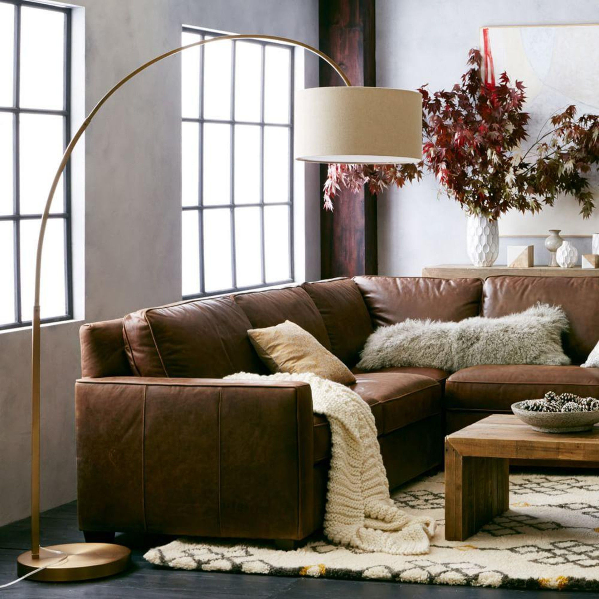 Overarching Linen Shade Floor Lamp thumbnail 2