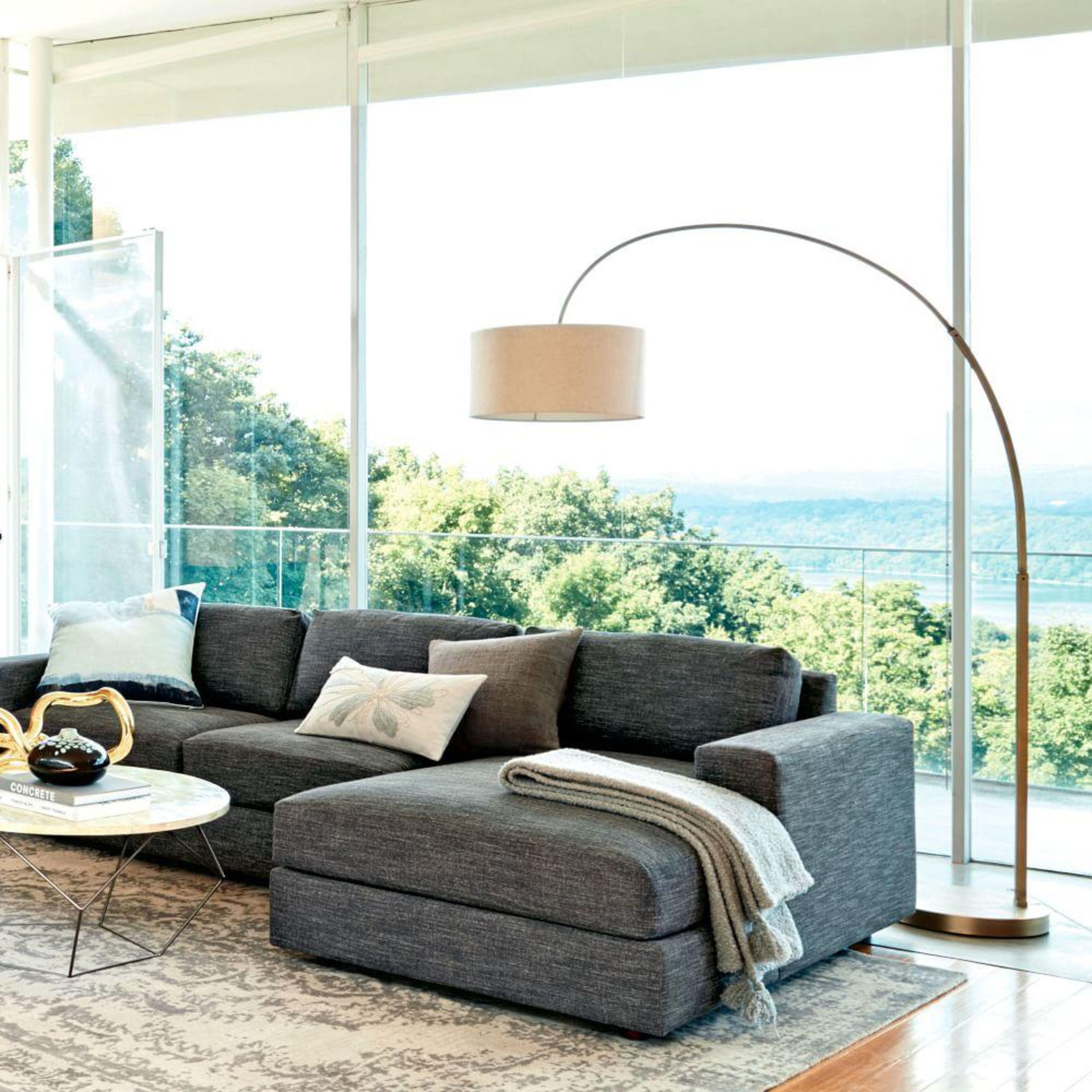 Overarching Linen Shade Floor Lamp thumbnail 4
