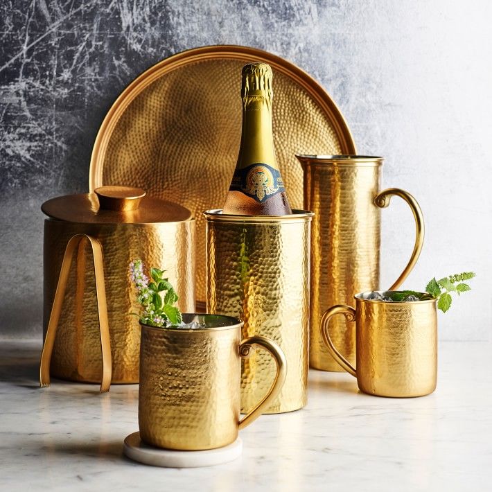 Antique Brass Ice Bucket with Tongs thumbnail 2