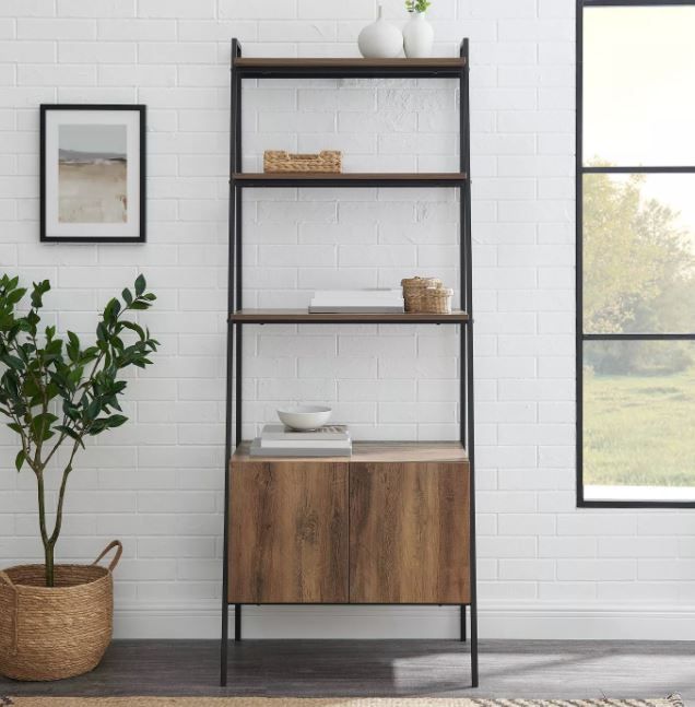 MARIE OPEN SHELF AND CLOSED STORAGE LADDER BOOKCASE thumbnail 4