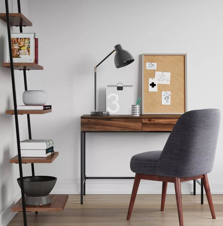 Loring Wood Writing Desk with Drawers thumbnail 3