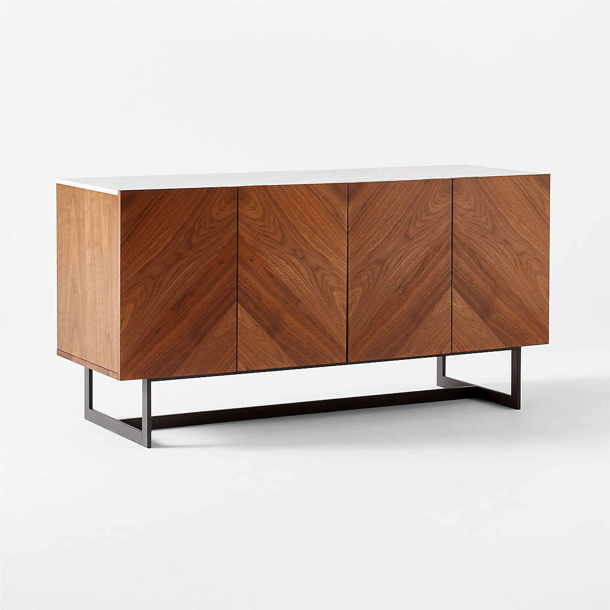 Suspend 57" Walnut Wood Media Console with White Marble Top thumbnail 3