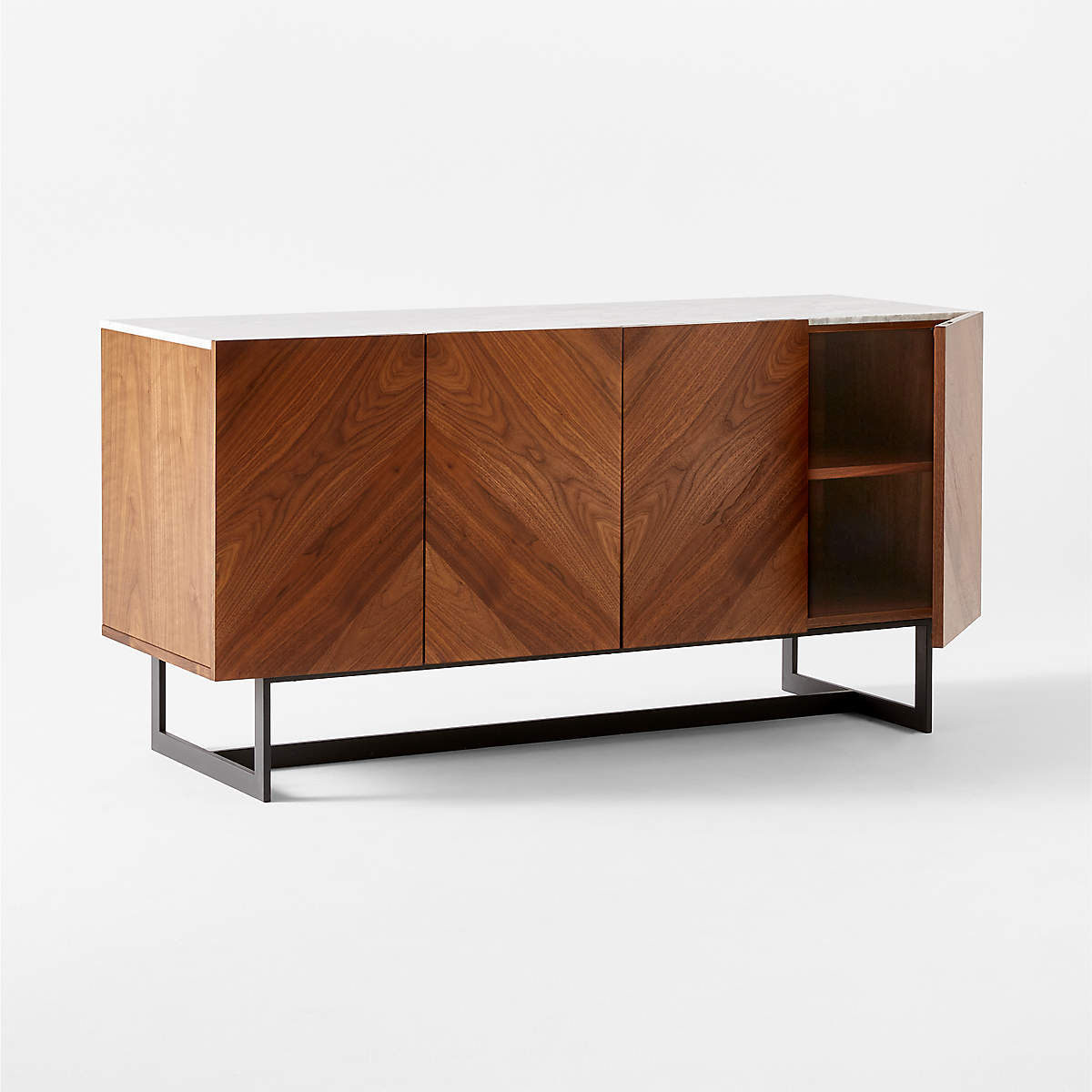 Suspend 57" Walnut Wood Media Console with White Marble Top thumbnail 5