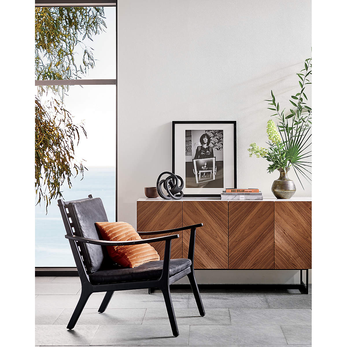 Suspend 57" Walnut Wood Media Console with White Marble Top thumbnail 8