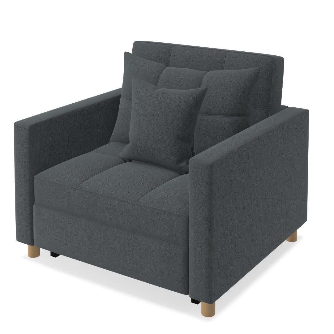 Heckman Wide Tufted Linen Convertible Chair thumbnail 3