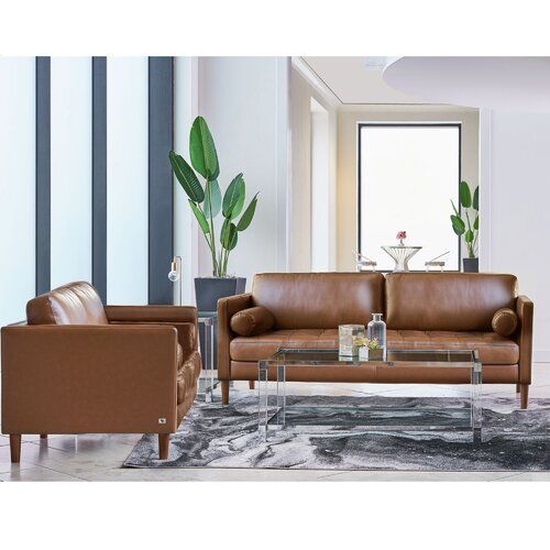 Gillmore 3 Piece Genuine Leather Living Room Set thumbnail 7