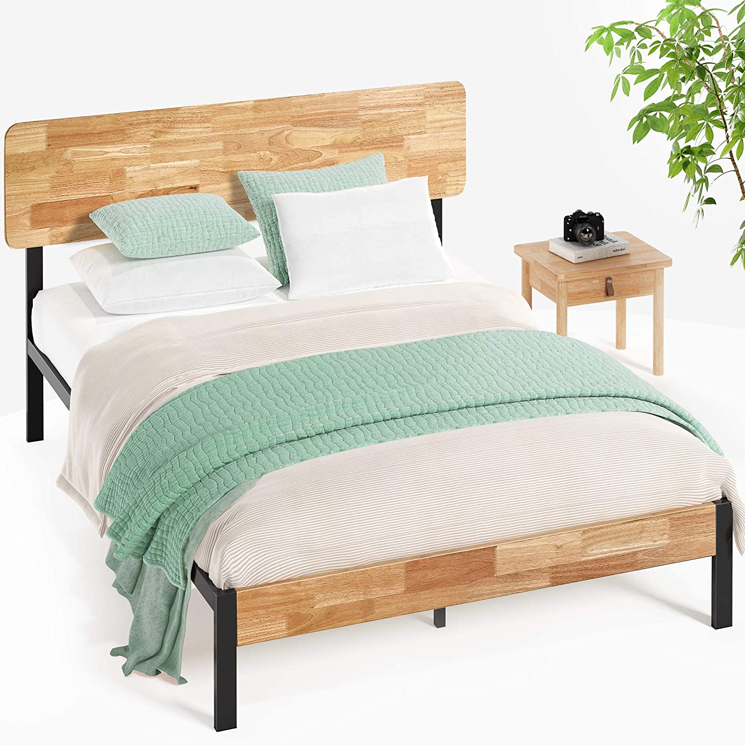 Light wood Zinus Olivia Metal and Wood Platform thumbnail 4