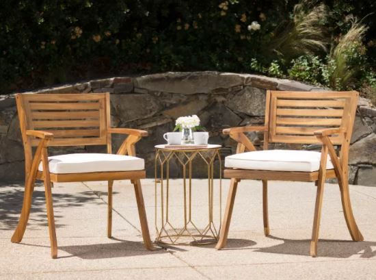 Hermosa 2pk Acacia Wood Arm Chair thumbnail 2