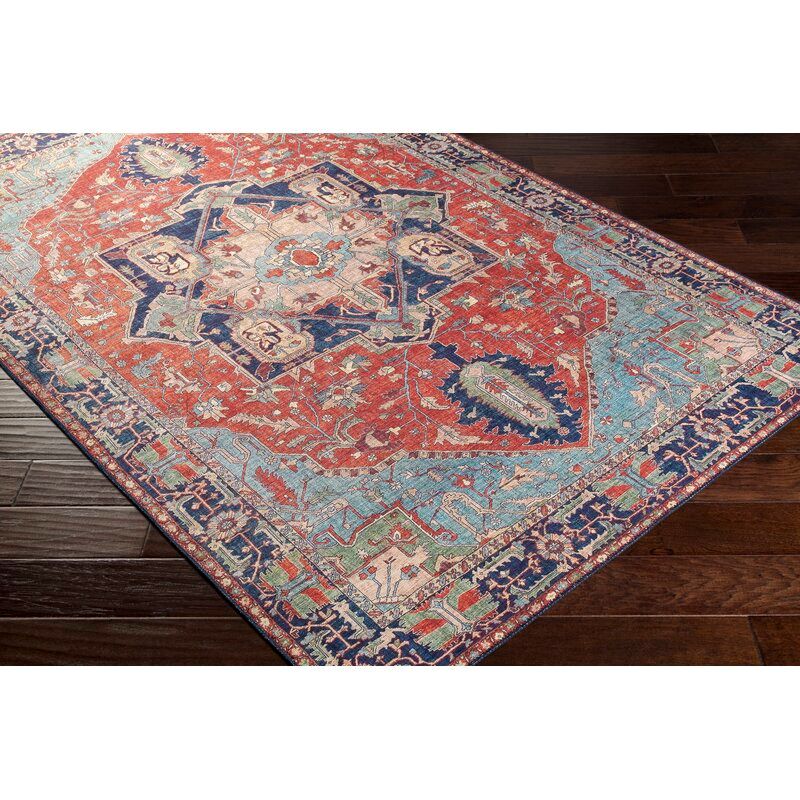 Croft Oriental Red Blue Area Rug-8'x10' thumbnail 2