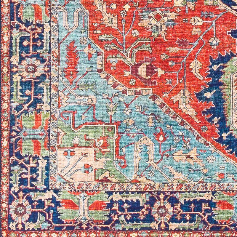 Croft Oriental Red Blue Area Rug-8'x10' thumbnail 3