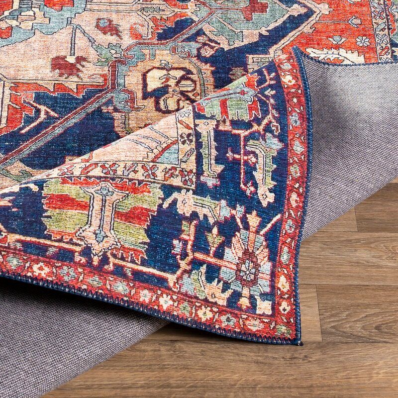 Croft Oriental Red Blue Area Rug-8'x10' thumbnail 4
