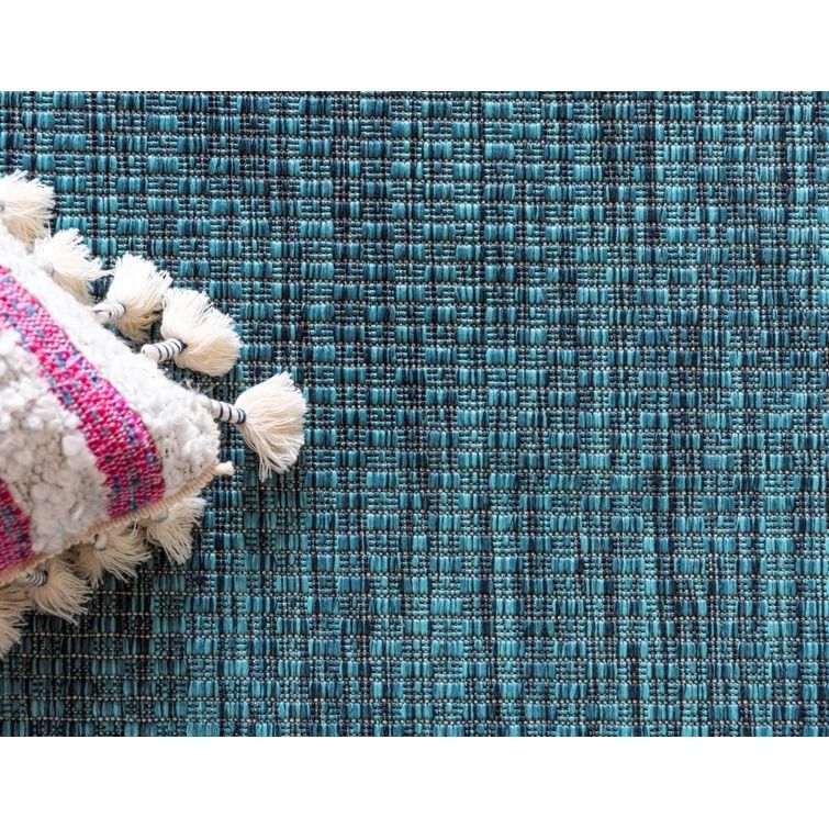 Tollette Teal Outdoor Area Rug-8'x11'4" thumbnail 3