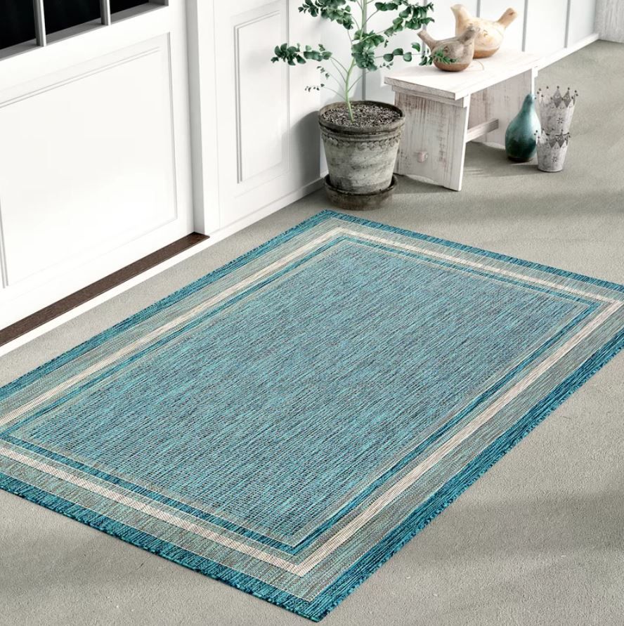 Tollette Teal Outdoor Area Rug-8'x11'4" thumbnail 2