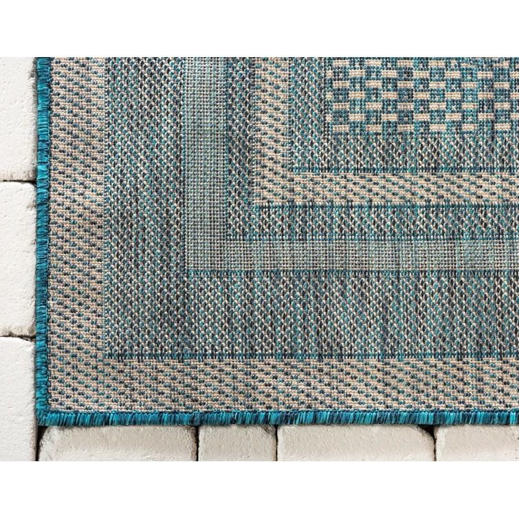 Tollette Teal Outdoor Area Rug-8'x11'4" thumbnail 5