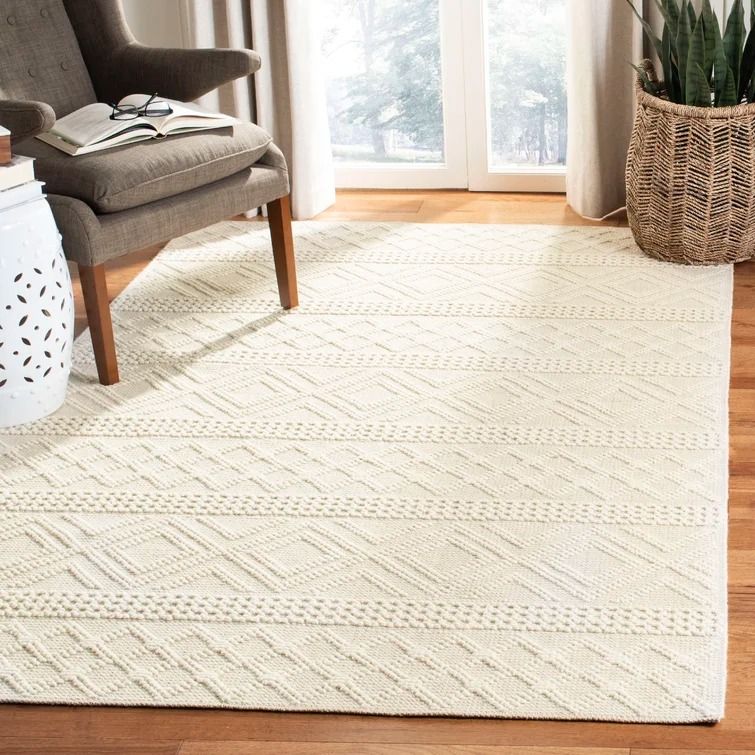 Xamiera Hand Tufted Wool or Cotton Ivory Area Rug-10'x14' thumbnail 2